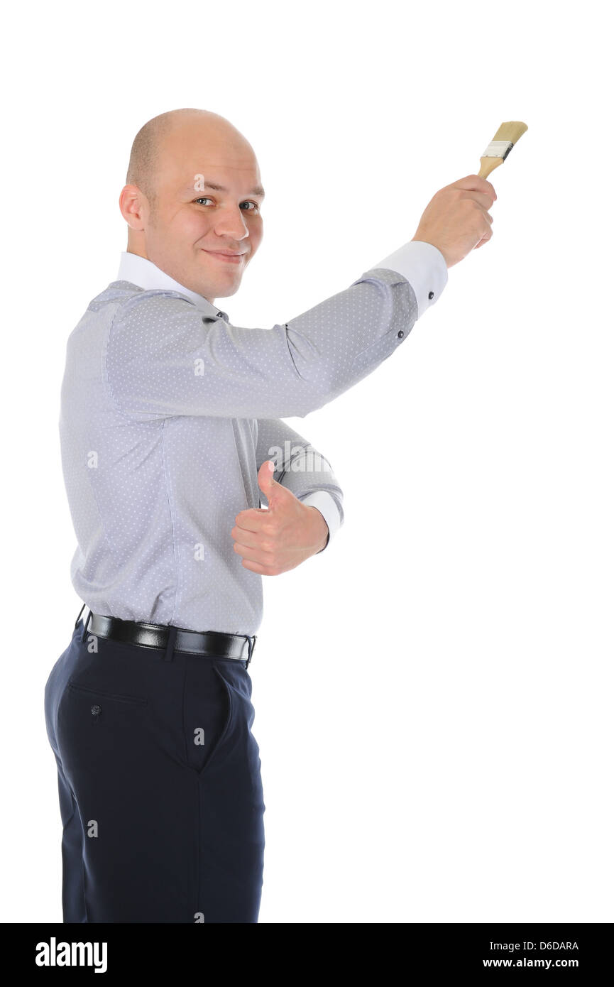 Geschäftsmann mit einem Pinsel in der hand Stockfoto