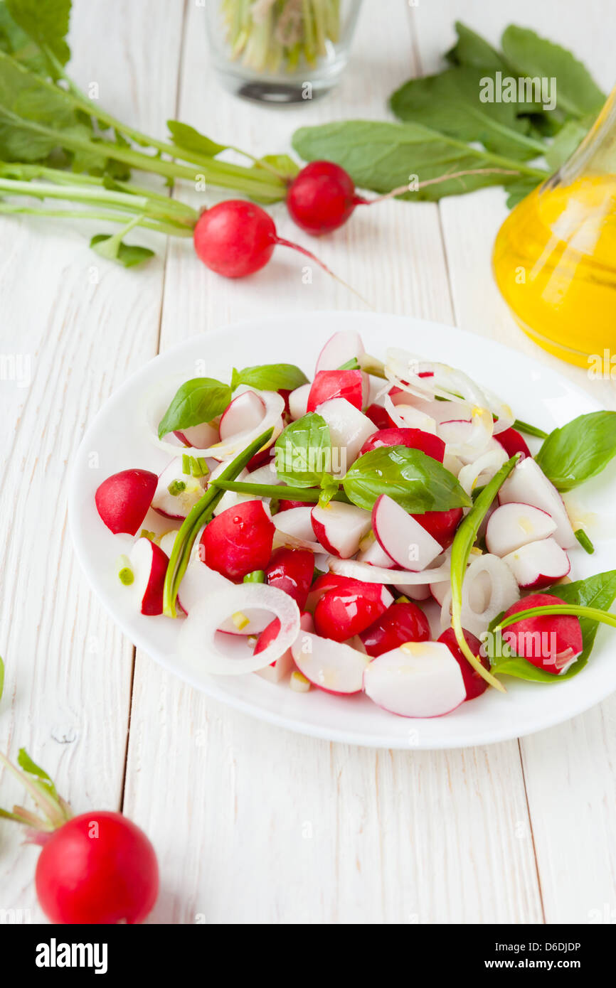 Frühling Salat mit Radieschen, Essen Stockfoto