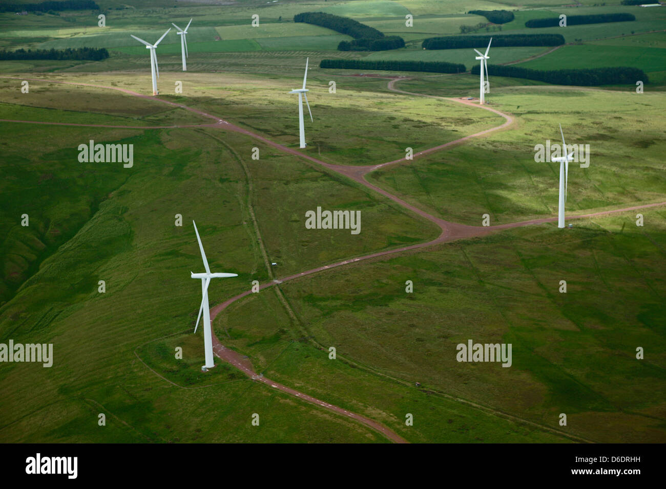 Windpark in sanfte grüne Hügel Stockfoto