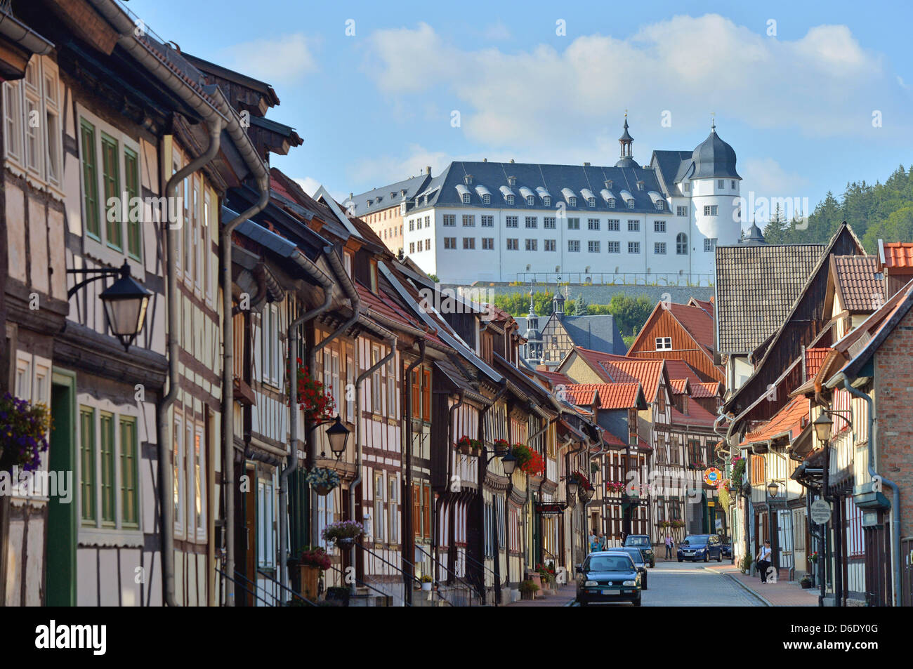 Ansicht des historischen Häusern und dem Palast in Stolberg