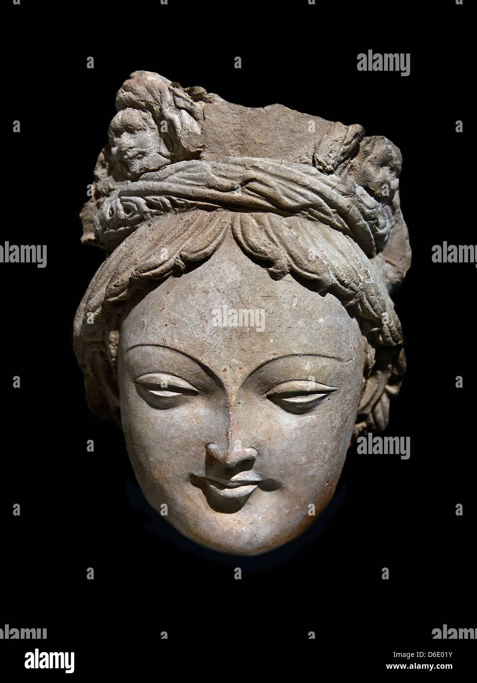 Bodhisattva Kopf Tumshug Togquz kleiner Tempel Xinjiang 4.-5. Jahrhundert China Chinesisch Stockfoto
