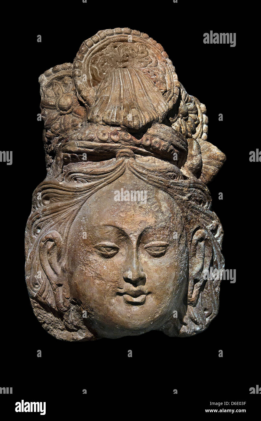 Kopf Bodhisattva Tumshug Toqquz wachsen bis Tempel B Xinjiang 6. / 7. Jahrhundert China Chinesisch Stockfoto