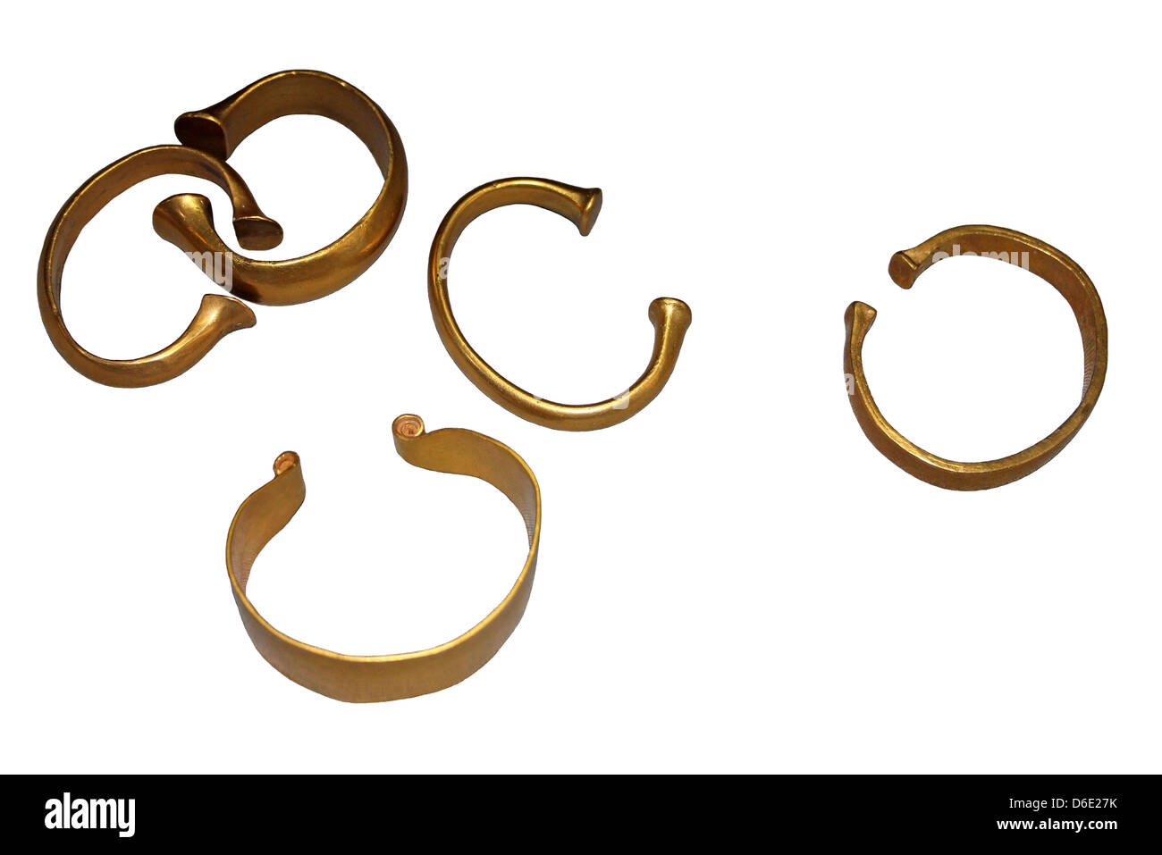 Bronzezeit Gold Drehmoment Armbänder Stockfoto