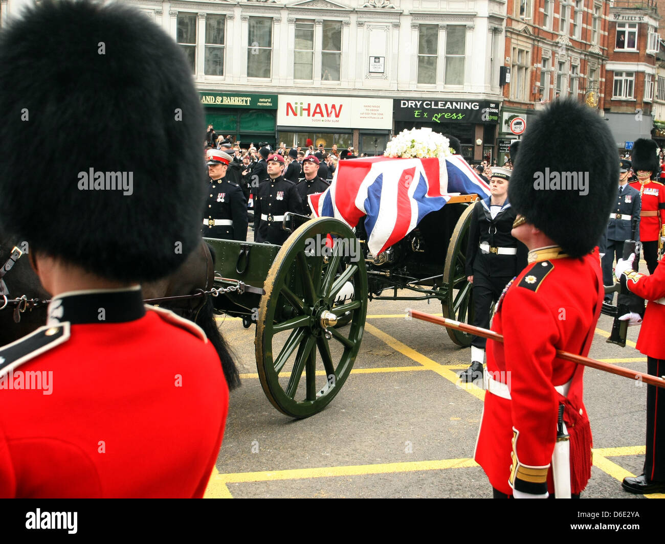 BARONESS THATCHER Sarg MARGRET THATCHER Beerdigung 17. April 2013 LUDGATE LONDON ENGLAND UK Stockfoto