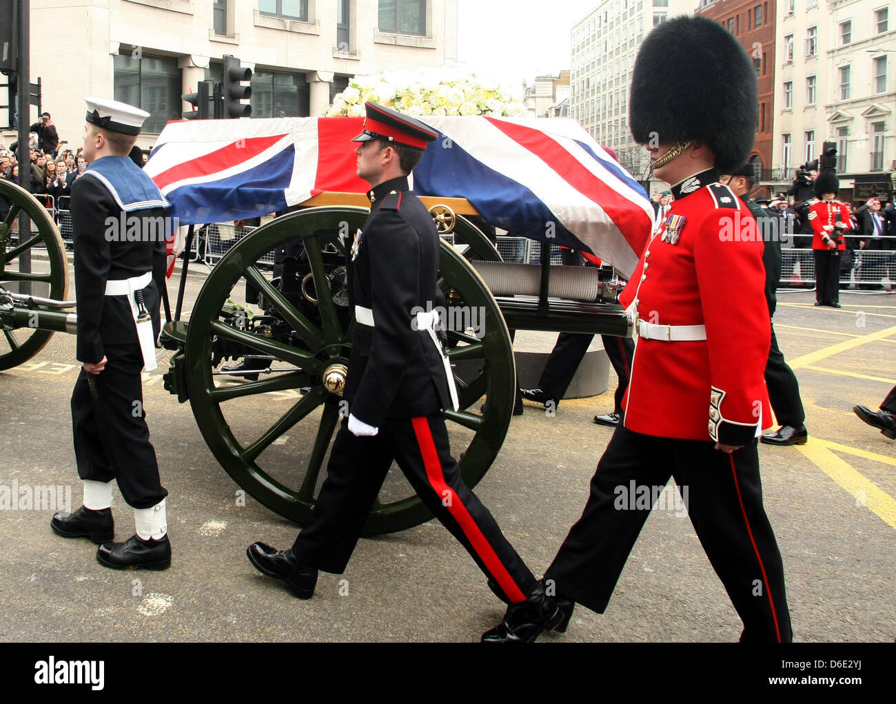 BARONESS THATCHER Sarg MARGRET THATCHER Beerdigung 17. April 2013 LUDGATE LONDON ENGLAND UK Stockfoto