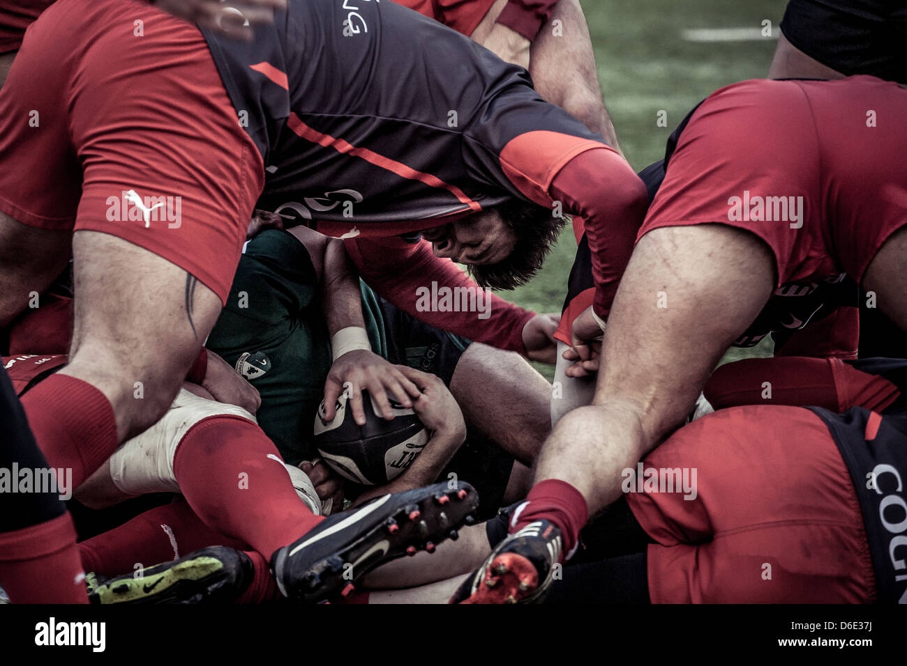 Paris, Frankreich - 13 Januar: Rugby-Spiel "Suresnes VS Cognac" Spiel Partitur 19:16 ", 13. Januar 2013 Paris, Frankreich. Stockfoto