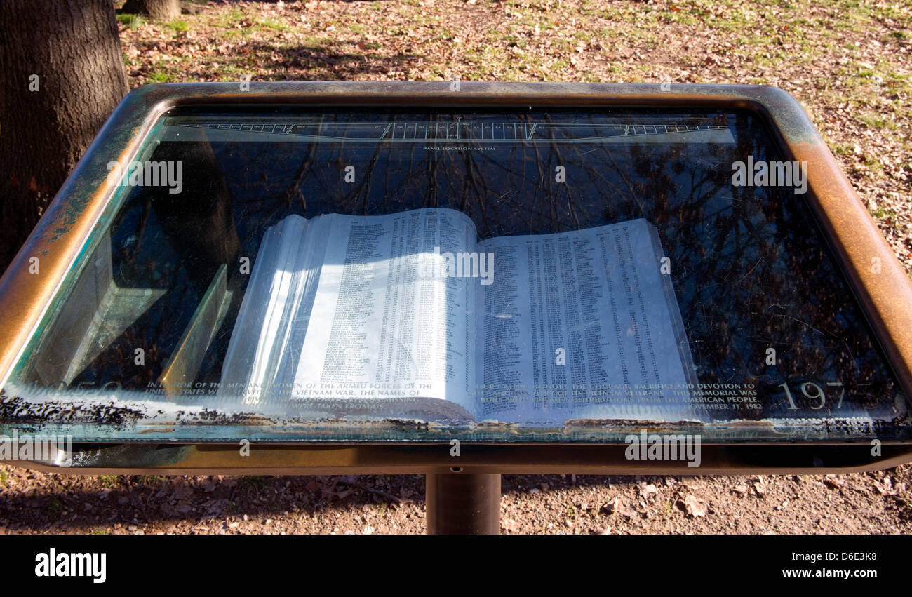 Verzeichnis der Namen an das Vietnam Veterans Memorial in Washington, D.C., die Besuchern die Möglichkeit alle Opfer des Krieges am Sonntag, 15. Januar, 2012..Credit ausfindig zu machen: Ron Sachs / CNP Stockfoto