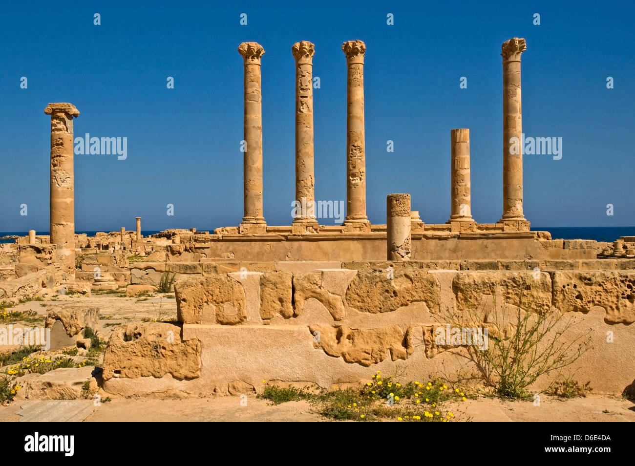Libyen, Sabratha (4. C BC), Antonine Tempel (166 n. Chr.) Stockfoto