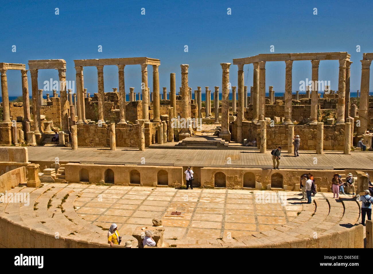 Libyen, Leptis Magna (1. C AD), Theater (1. C AD) Stockfoto