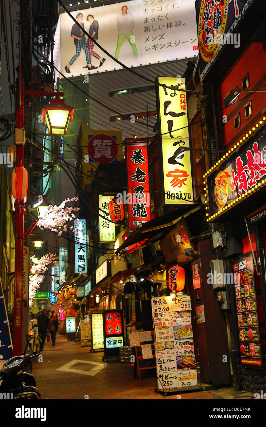 Nacht-Straßenszene der Restaurants und Seitengassen des Shinjuku, Tokyo, Japan Stockfoto