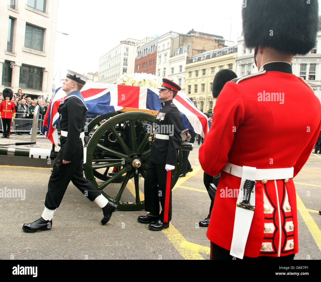 BARONESS THATCHER Sarg MARGRET THATCHER Beerdigung 17. April 2013 LUDGATE LONDON ENGLAND UK Stockfoto