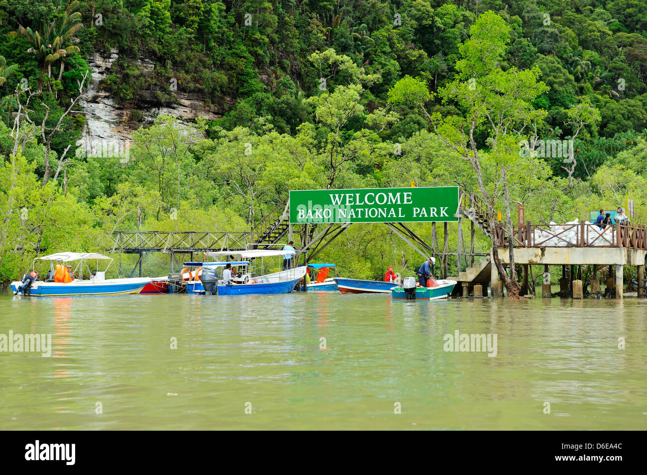 Anlegestelle für Bako Nationalpark in der Nähe von Kuching, Sarawak, Borneo Stockfoto