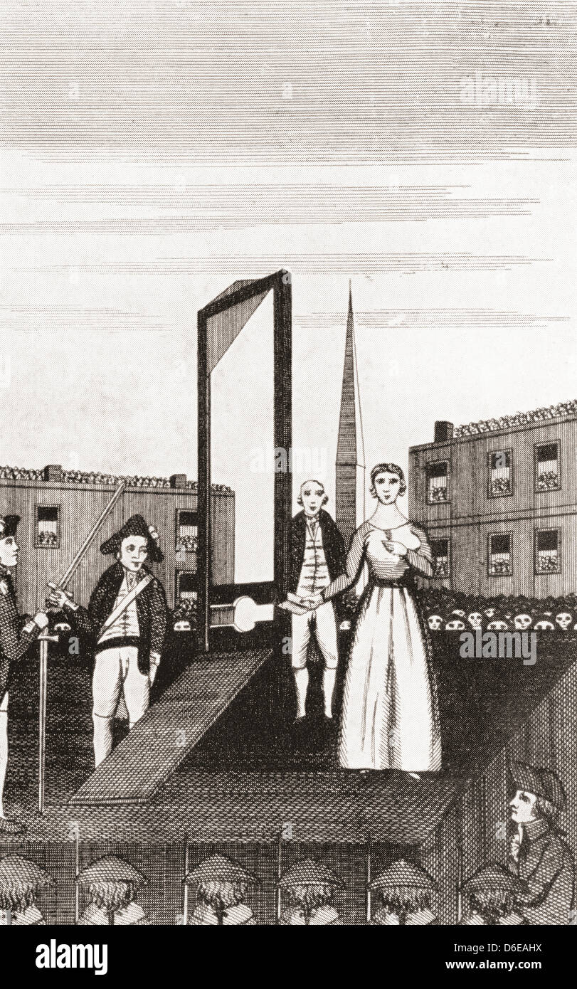 Die Ausführung von Charlotte Corday für die Ermordung des Marat. Stockfoto