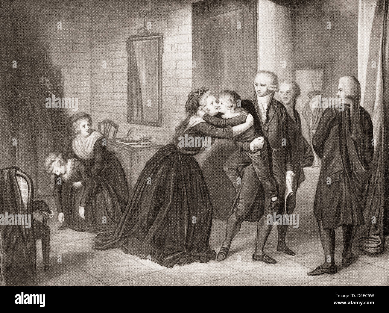 Der Dauphin von Frankreich trennt sich von seiner Mutter Marie Antoinette, 3. Juli 1793. Stockfoto