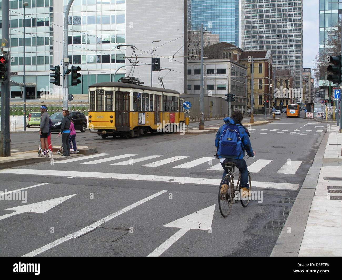 Klassischen Straßenbahn im Zentrum von Mailand Italien Stockfoto