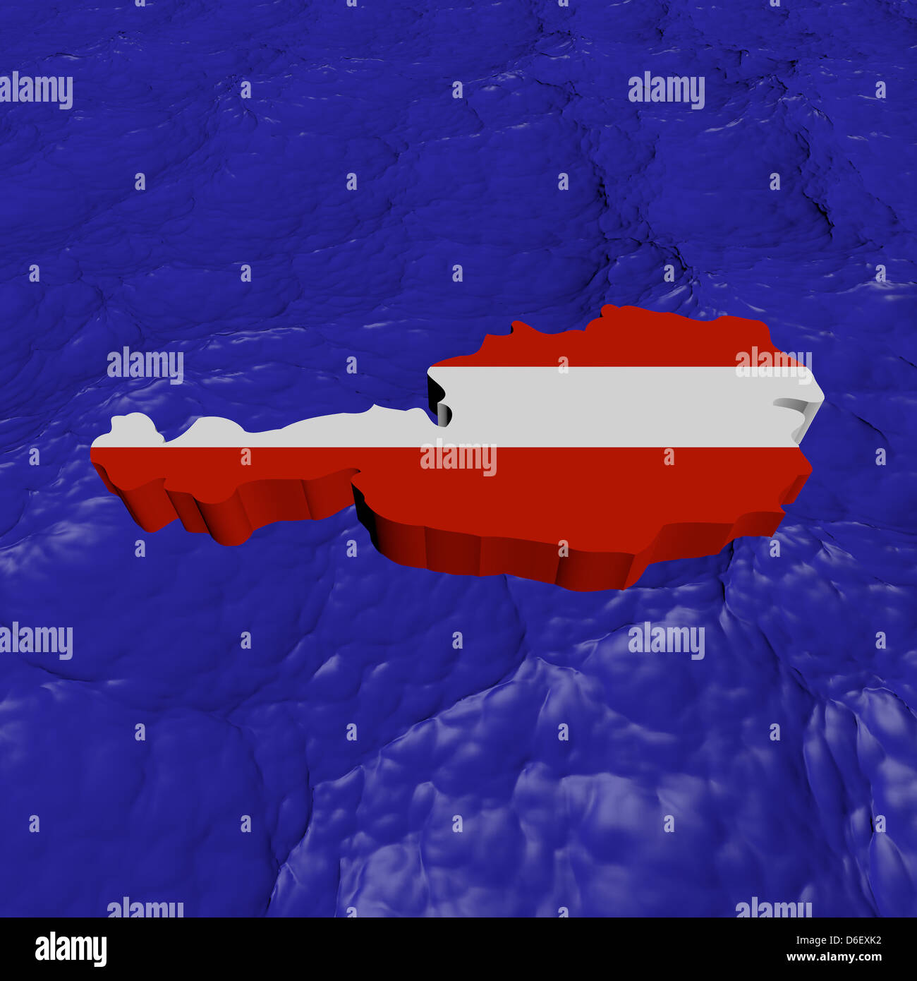 Österreich Karte Flagge in abstrakte Ozean Abbildung Stockfoto