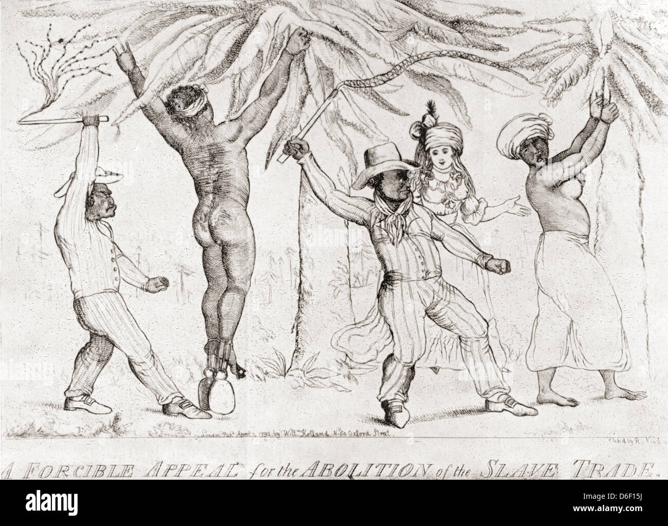 Sklavenhandel im 19. Jahrhundert.  Sklavenhändler, die Sklaven zu bestrafen. Stockfoto