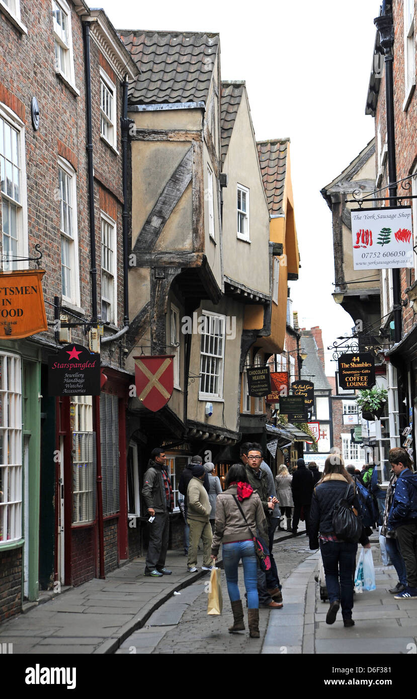 Die Shambles Gasse in der historischen Stadt York Yorkshire UK Stockfoto