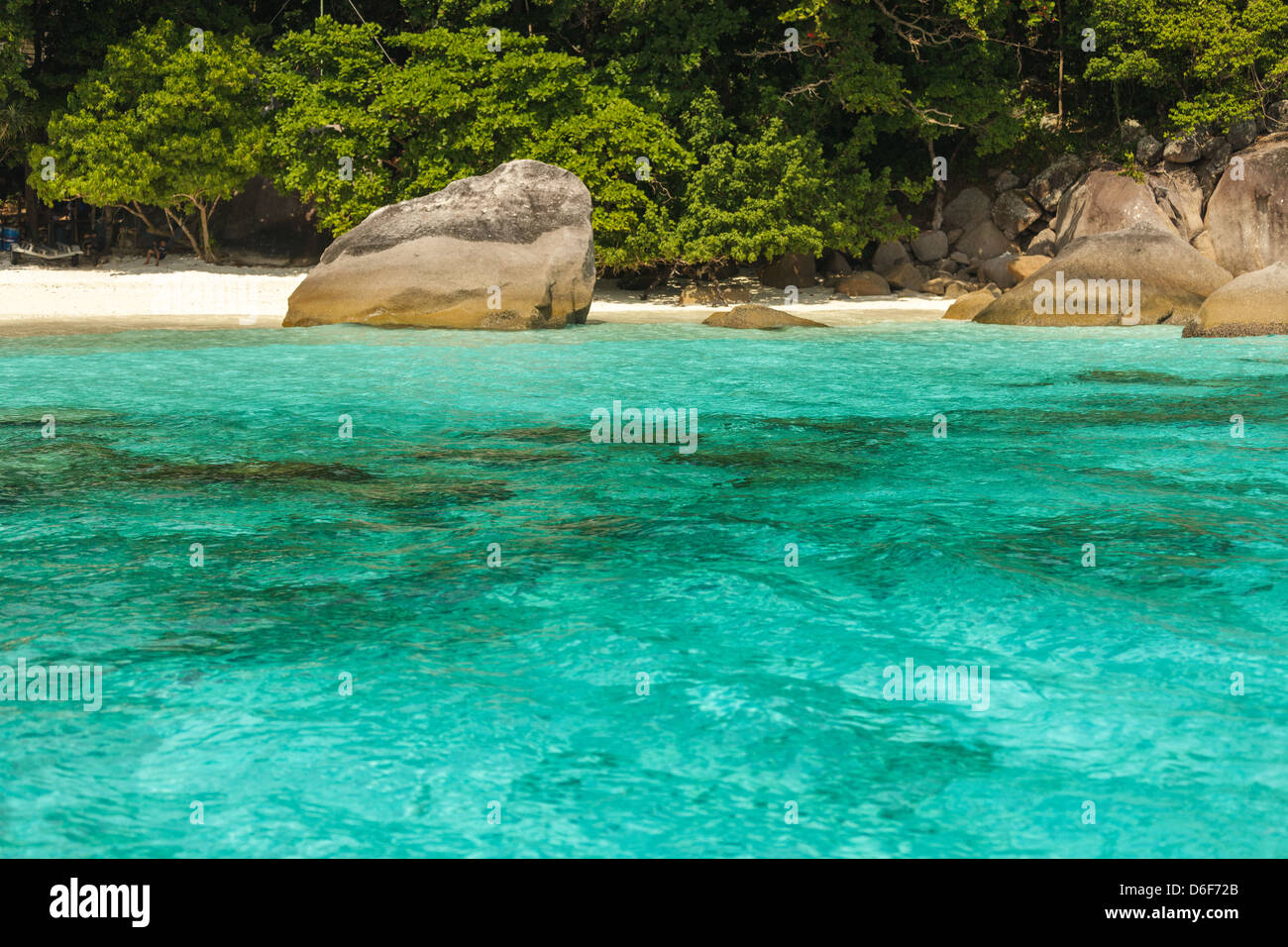 Klare, blaue Wasser der Mu Ko Similan Insel, Thailand Stockfoto