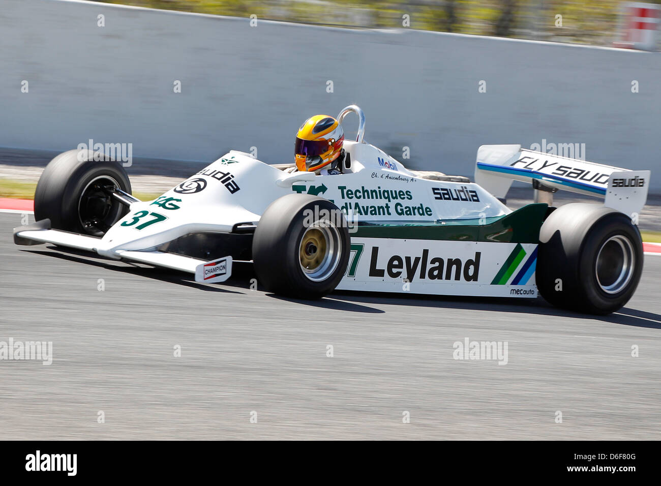 FIA Masters historische Formel1 Rennen in Montmelo 12. April 2013 - Christophe D'Ansembourg 1979 Williams FW07 Stockfoto