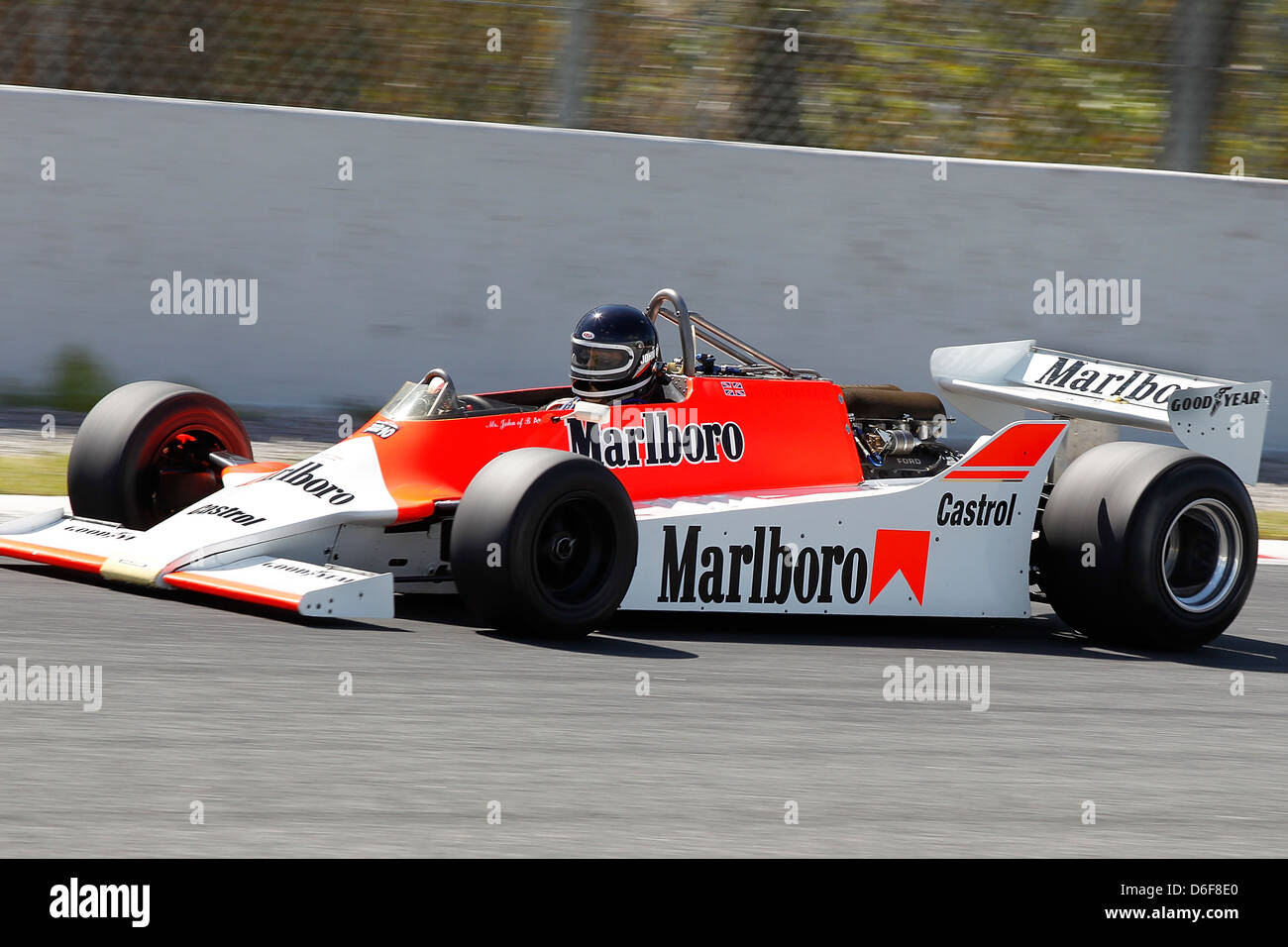 FIA Masters historische Formel1 Rennen in Montmelo 12. April 2013 - Herr John b 1980 McLaren M29 Stockfoto