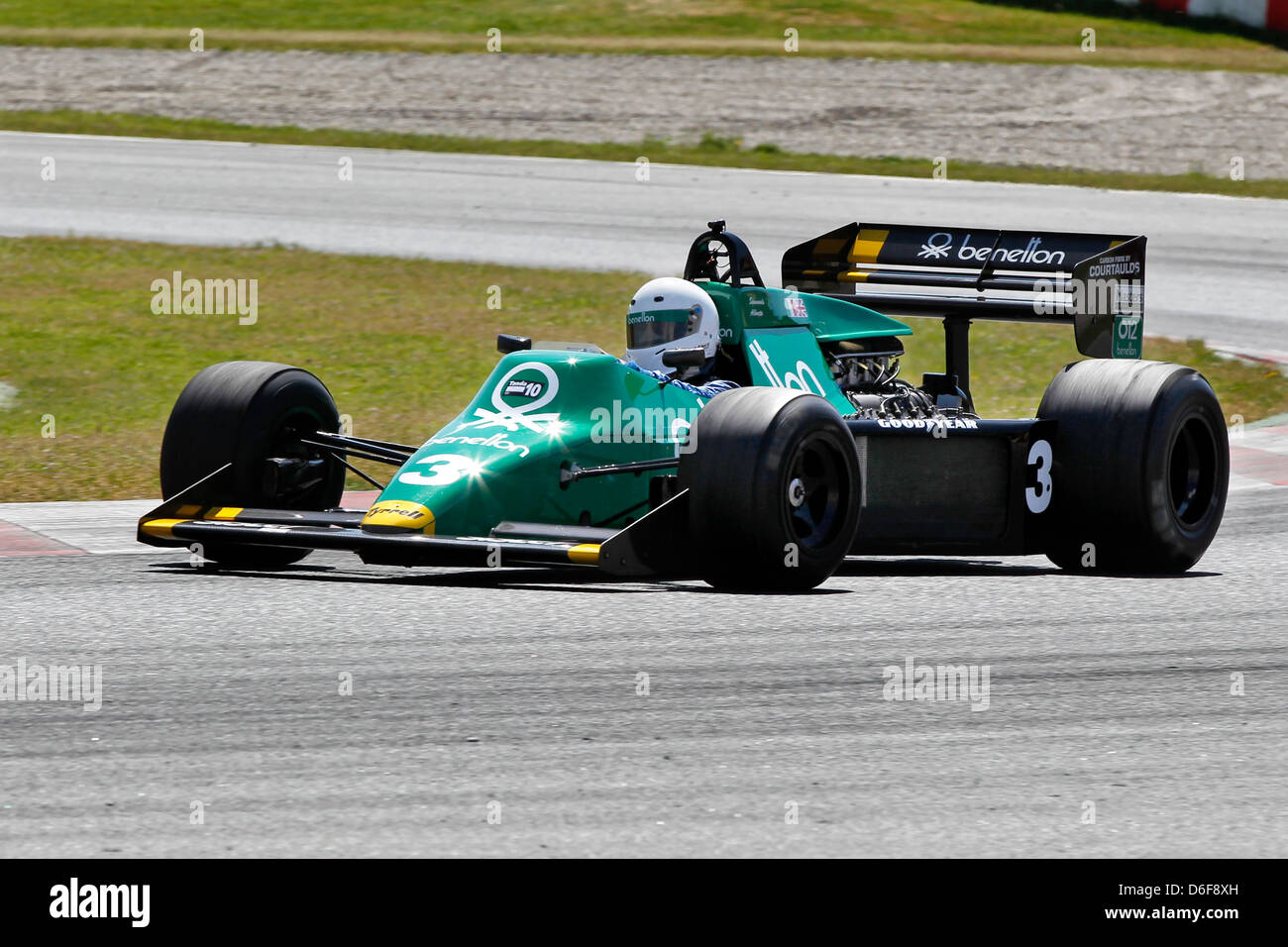 FIA Masters historische Formel1 Rennen in Montmelo 12. April 2013 - Ian Simmonds in 1983 Tyrell 012 Stockfoto