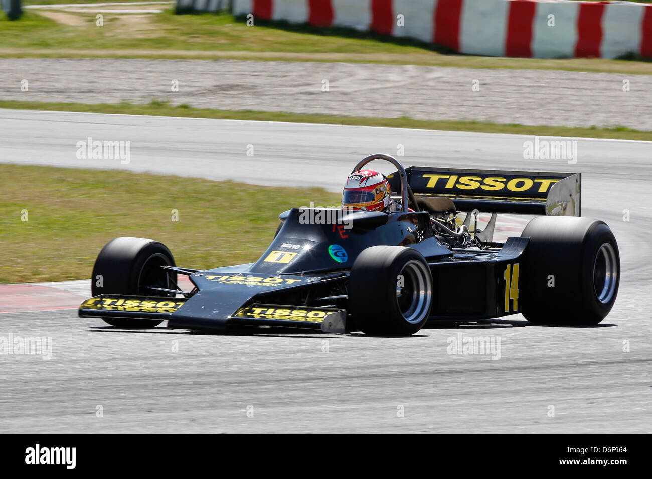 FIA Masters historische Formel1 Rennen in Montmelo 12. April 2013 - Simon Fish 1977 Ensign N177 Stockfoto