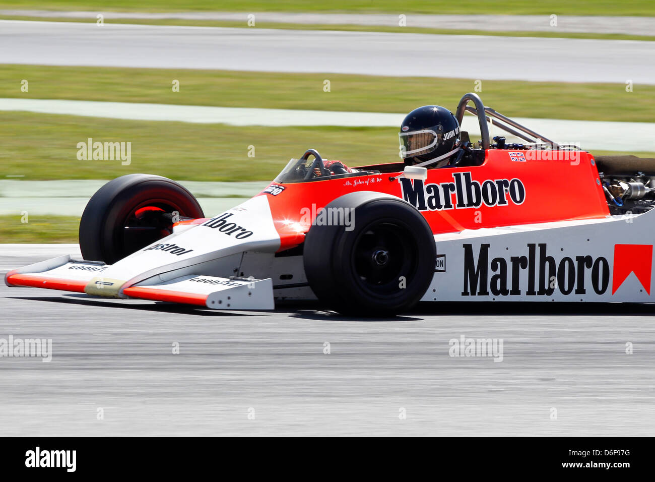 FIA Masters historische Formel1 Rennen in Montmelo 12. April 2013 - Herr John b 1980 McLaren M29 Stockfoto