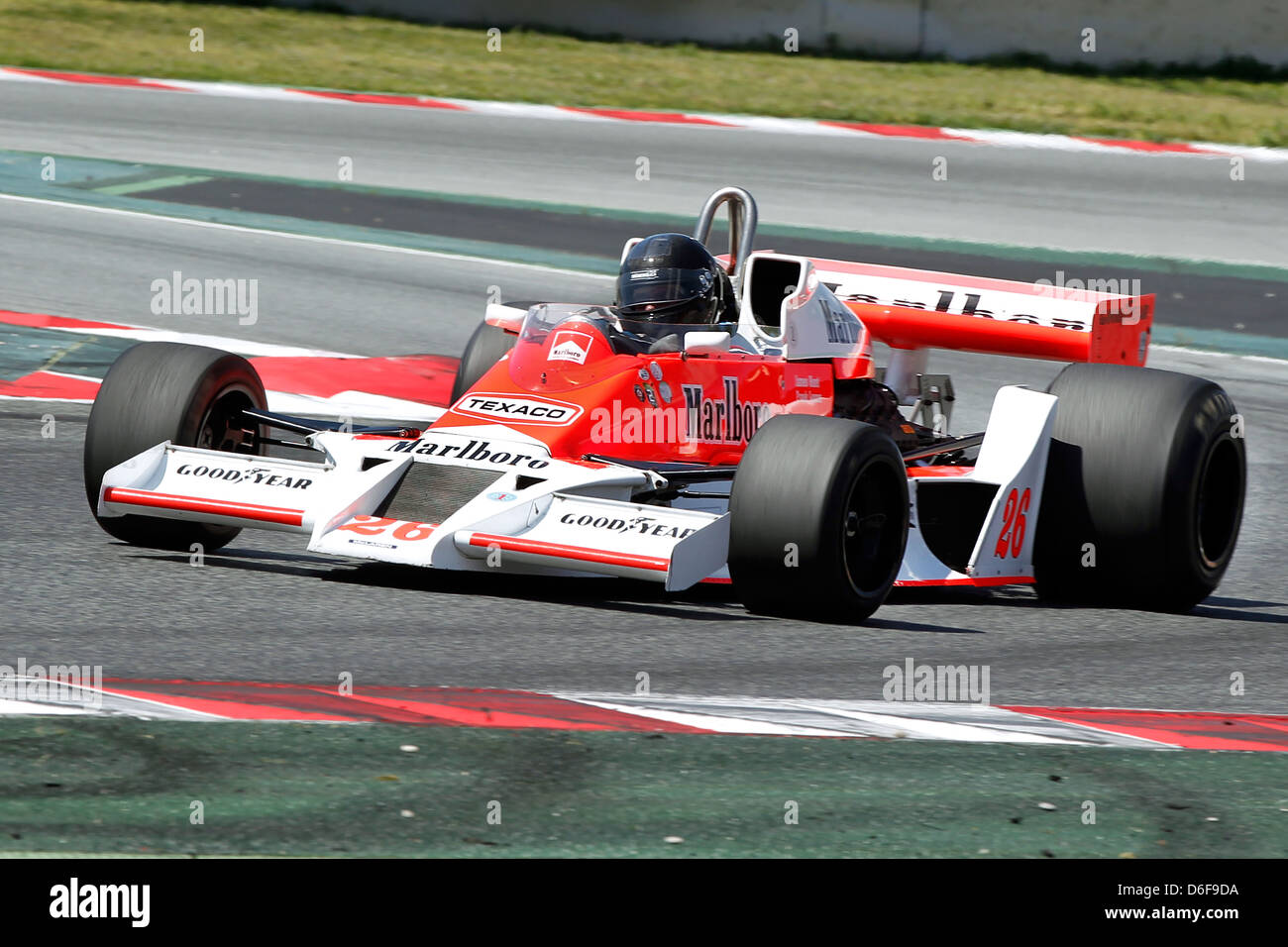 FIA Masters historische Formel1 Rennen in Montmelo 12. April 2013 - Frank Löwen im Jahr 1978 McLaren M26 Stockfoto