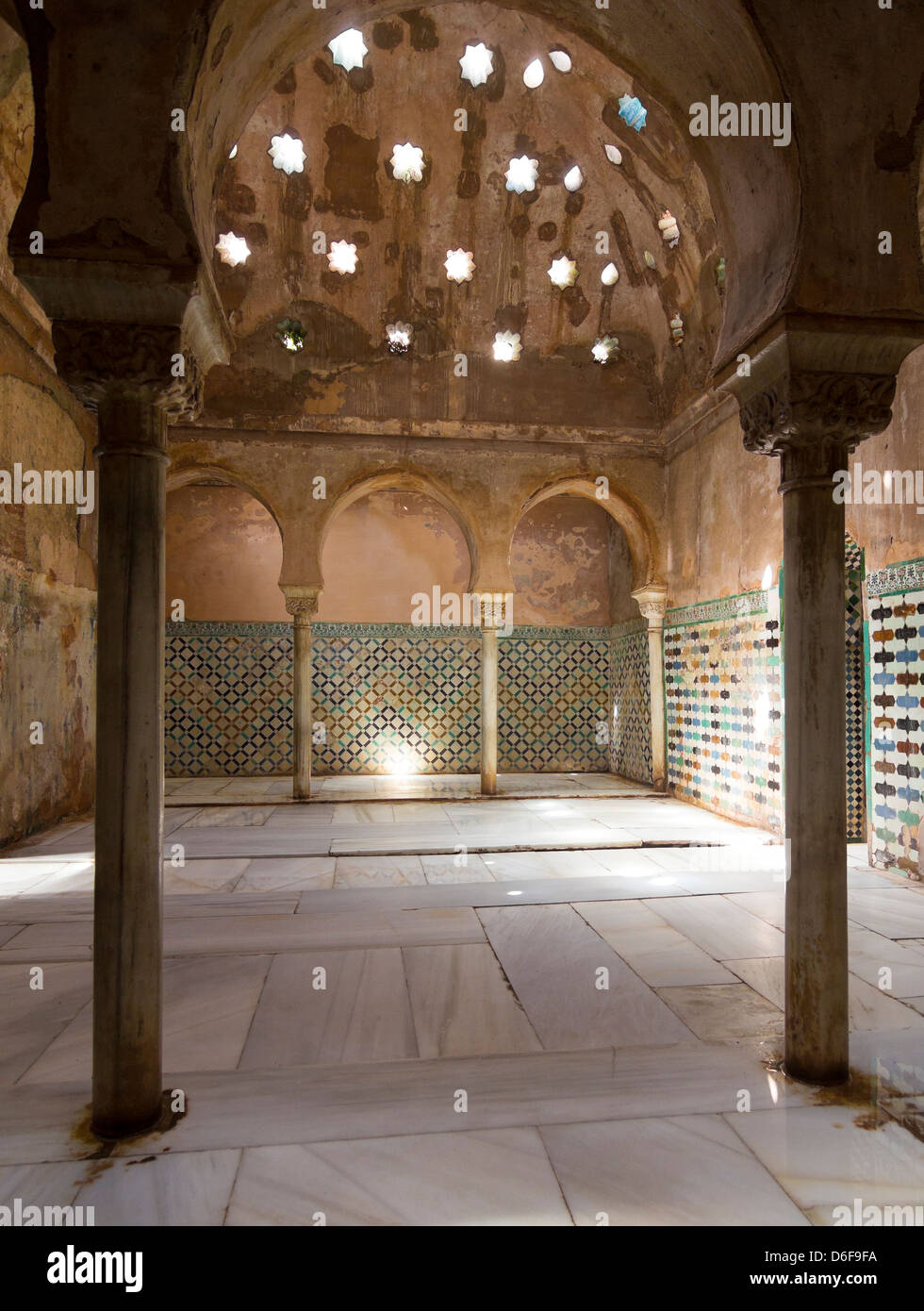 Hammam, Arabische Bäder, in die Nasridenpaläste, Alhambra, Granada Stockfoto