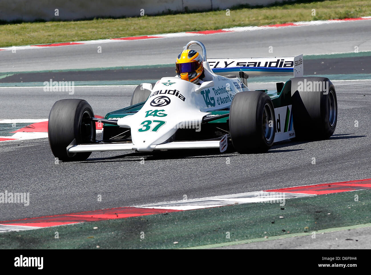 FIA Masters historische Formel1 Rennen in Montmelo 12. April 2013 - Christophe D'Ansembourg 1979 Williams FW07 Stockfoto