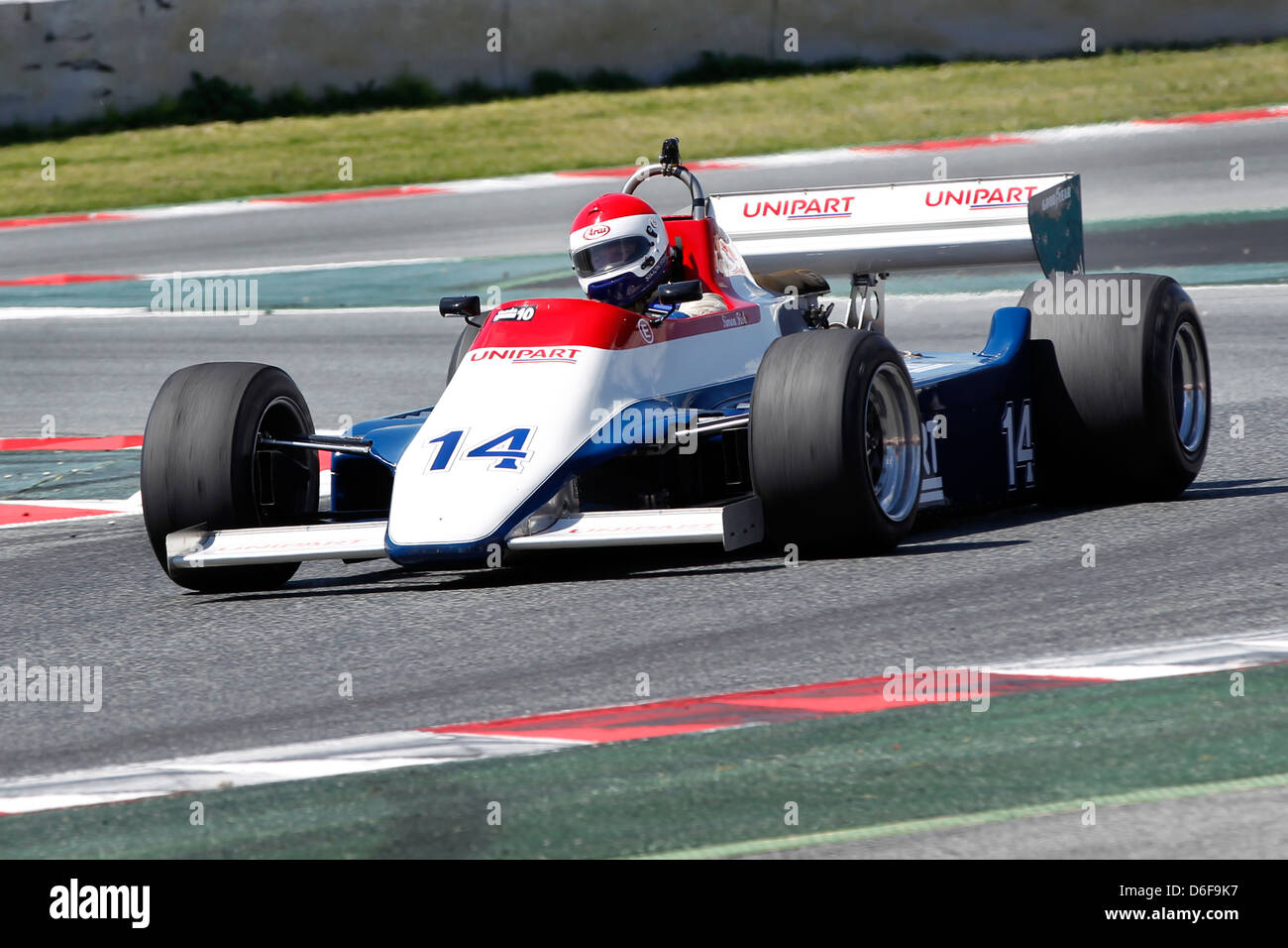 FIA Masters historische Formel1 Rennen in Montmelo 12. April 2013 - Simon Fish 1980 Fähnrich N180 Stockfoto