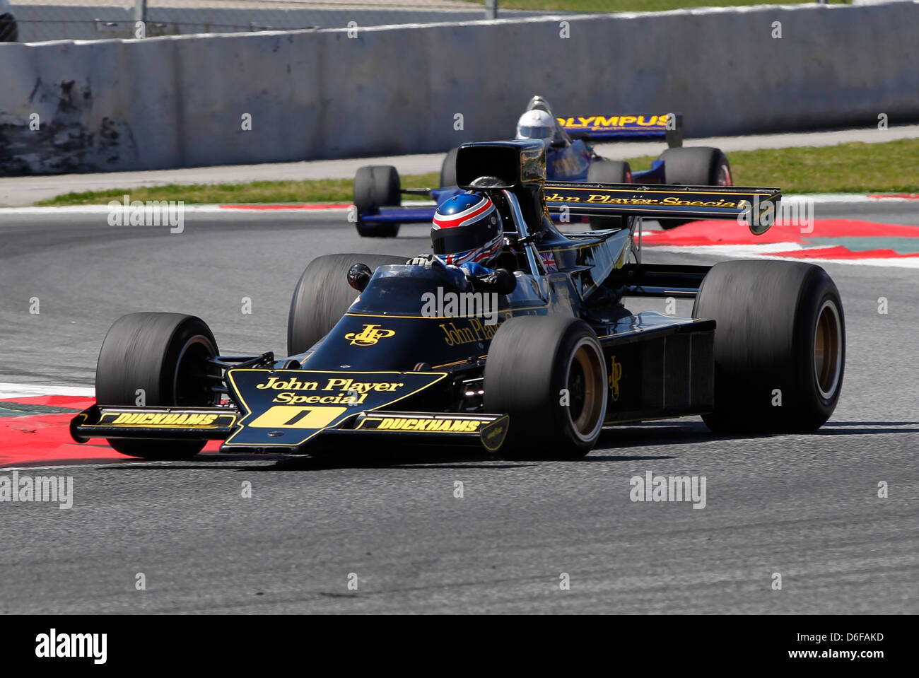 FIA Masters historische Formel1 Rennen in Montmelo 12. April 2013 - Andrew Beaumont im Jahr 1974 Lotus 76/1 Stockfoto