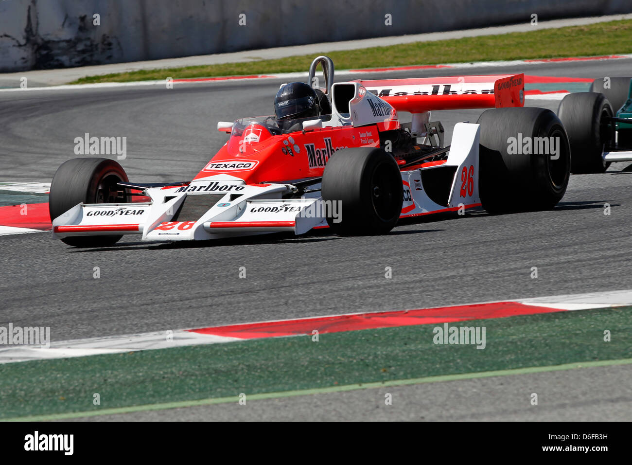 FIA Masters historische Formel1 Rennen in Montmelo 12. April 2013 - Frank Löwen im Jahr 1978 McLaren M26 Stockfoto