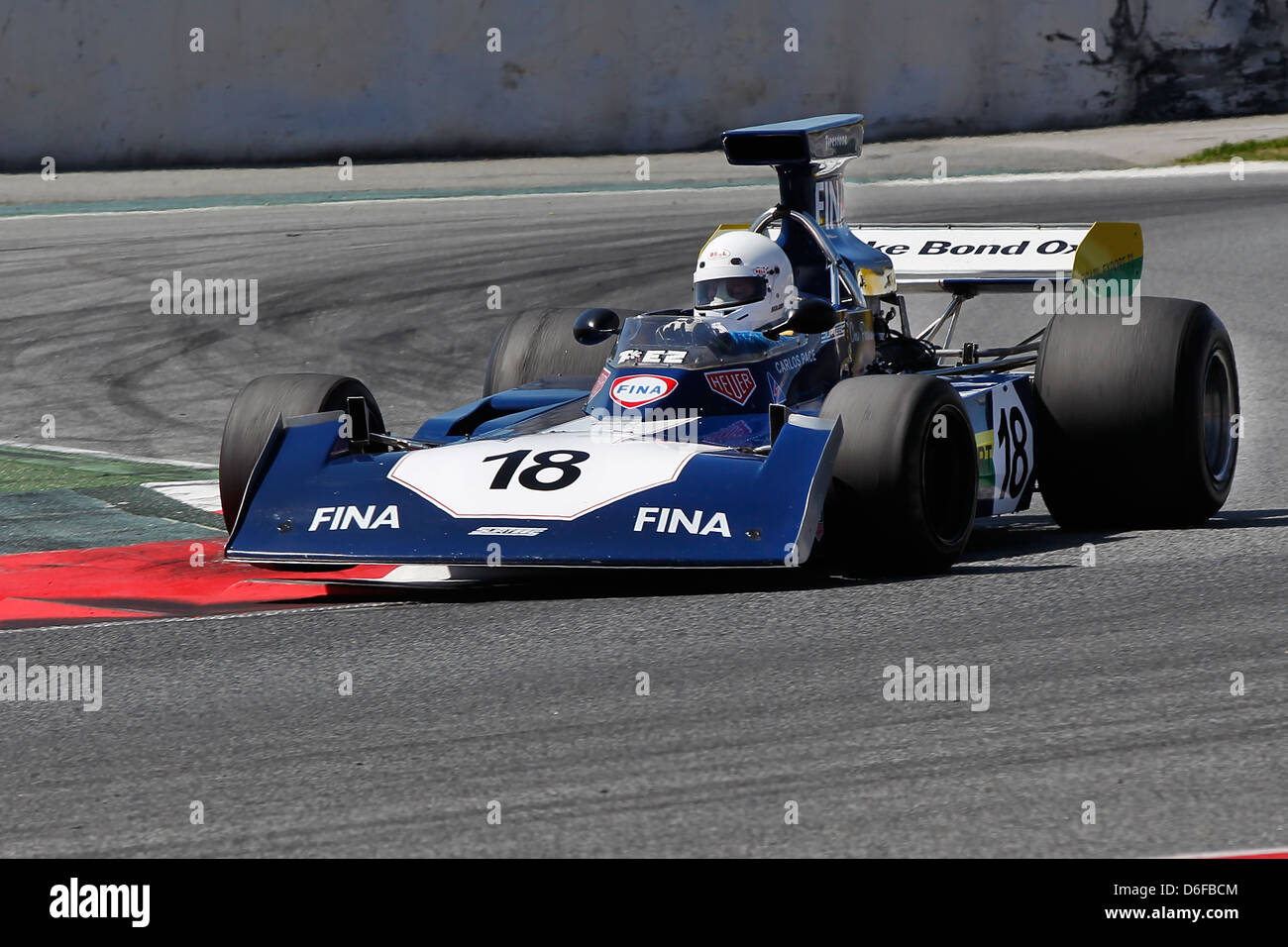 FIA Masters historische Formel1 Rennen in Montmelo 12. April 2013 - Chris Perkins 1972 Surtees TS14 Stockfoto