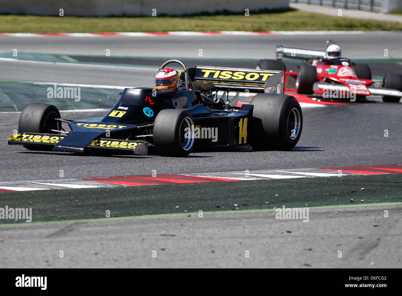 FIA Masters historische Formel1 Rennen in Montmelo 12. April 2013 - James Hagan 1977 Fähnrich MN177 Stockfoto