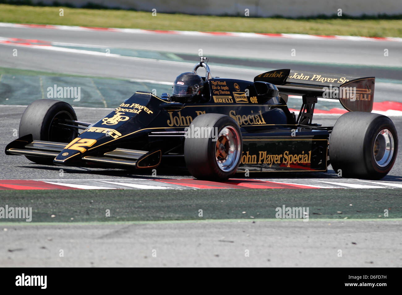 FIA Masters historische Formel1 Rennen in 8Montmelo 12. April 2013 - Greg Thornton in einem Lotus 92/5 Stockfoto