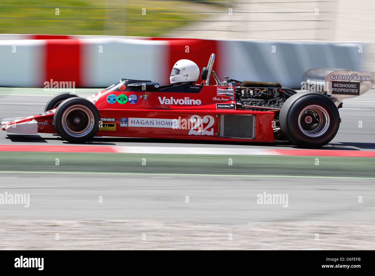 FIA Masters historische Formel1 Rennen in Montmelo 12. April 2013 - James Hagan in Fähnrich MN1778 Stockfoto