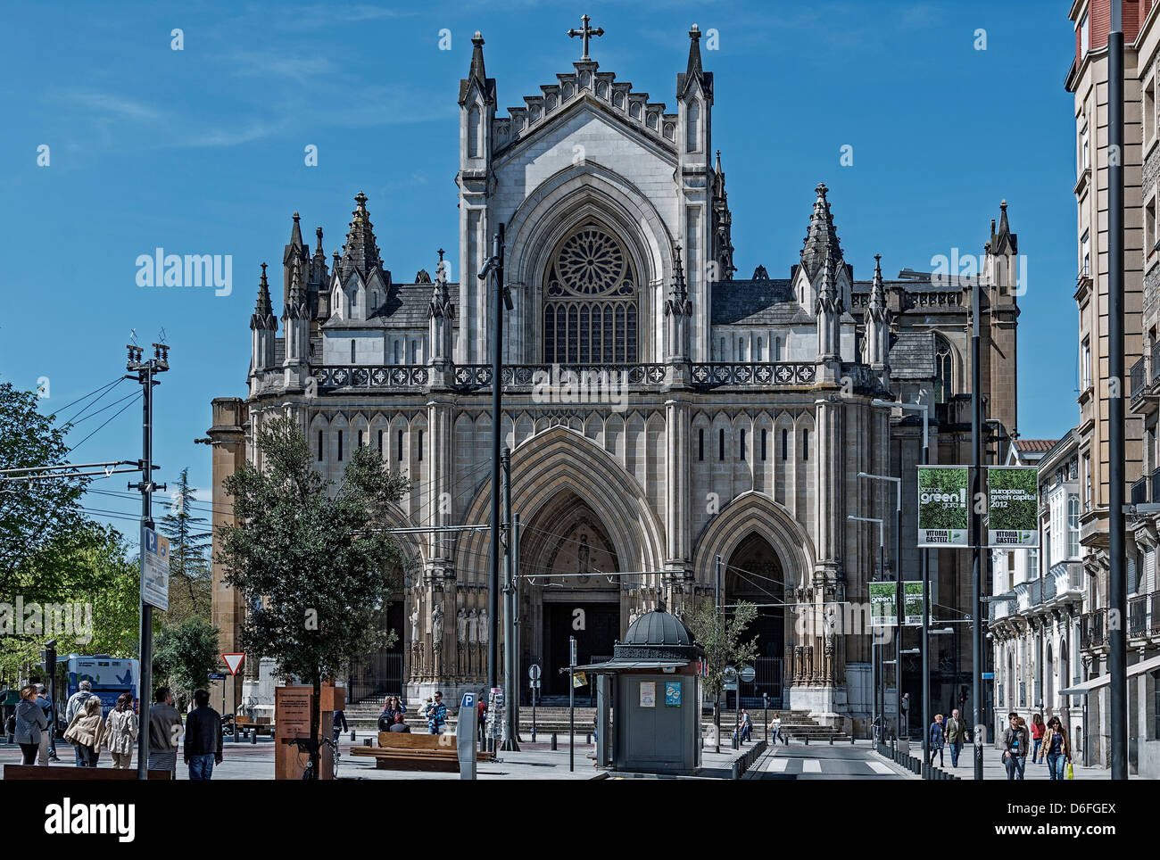 Kathedrale von María Inmaculada in Altstadt. Vitoria Stadt, Baskenland, Vitoria-Gasteiz, Baskenland, Spanien. Stockfoto