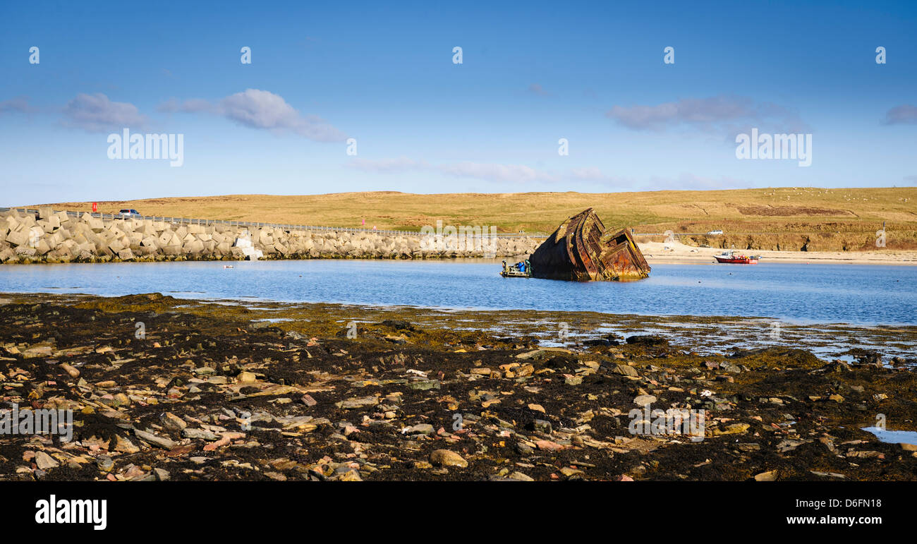 Wrack eines Schiffes WW2 in Scapa Flow Orkney Stockfoto