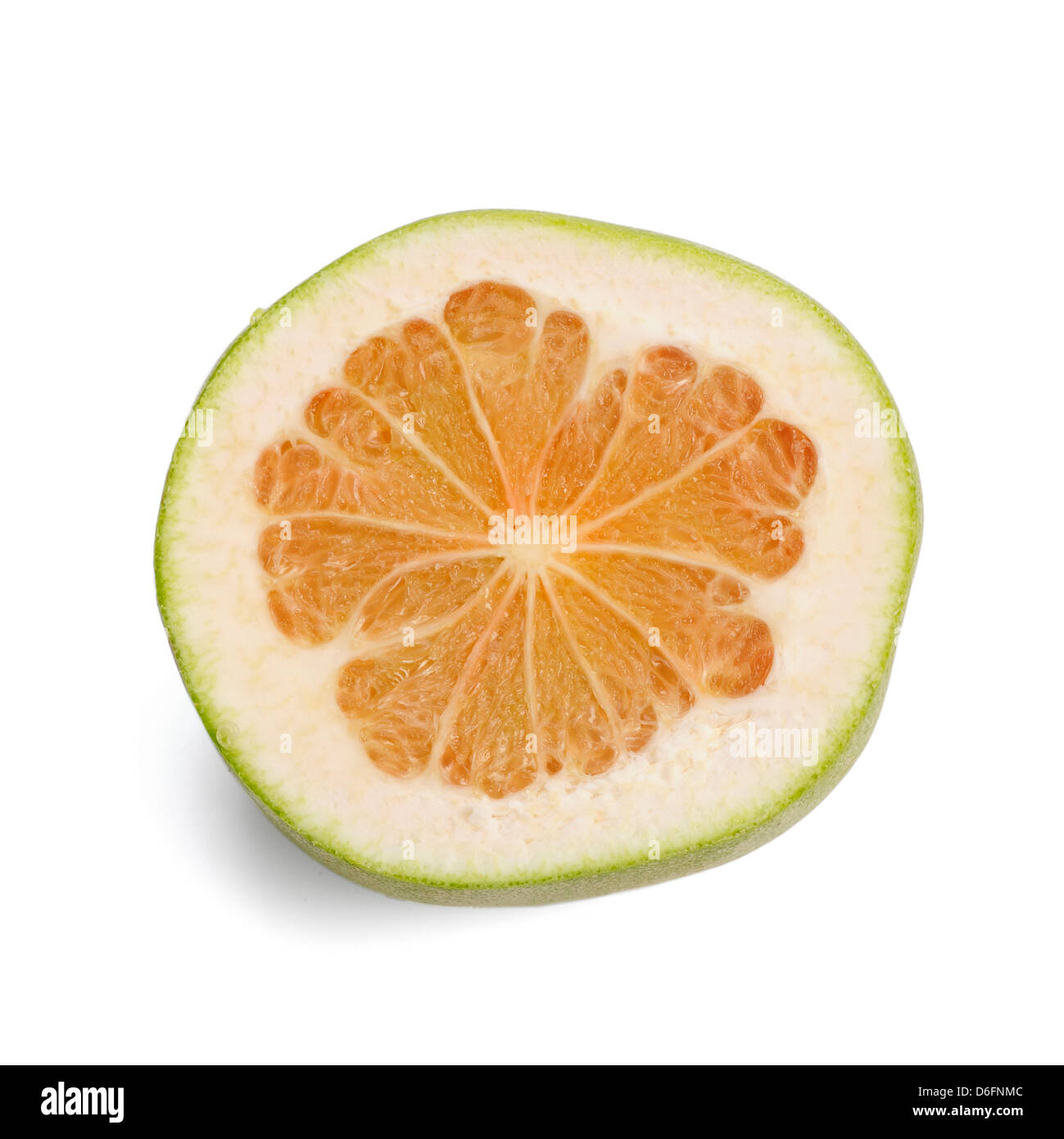 Pomelo in zwei Hälften geschnitten Stockfoto
