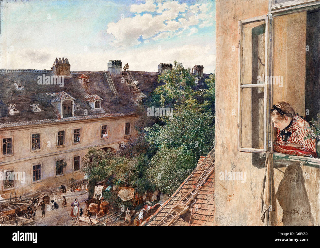 Rudolf von Alt, Blick auf die Alservorstadt, 1872-Aquarell. Albertina, Wien, Österreich Stockfoto