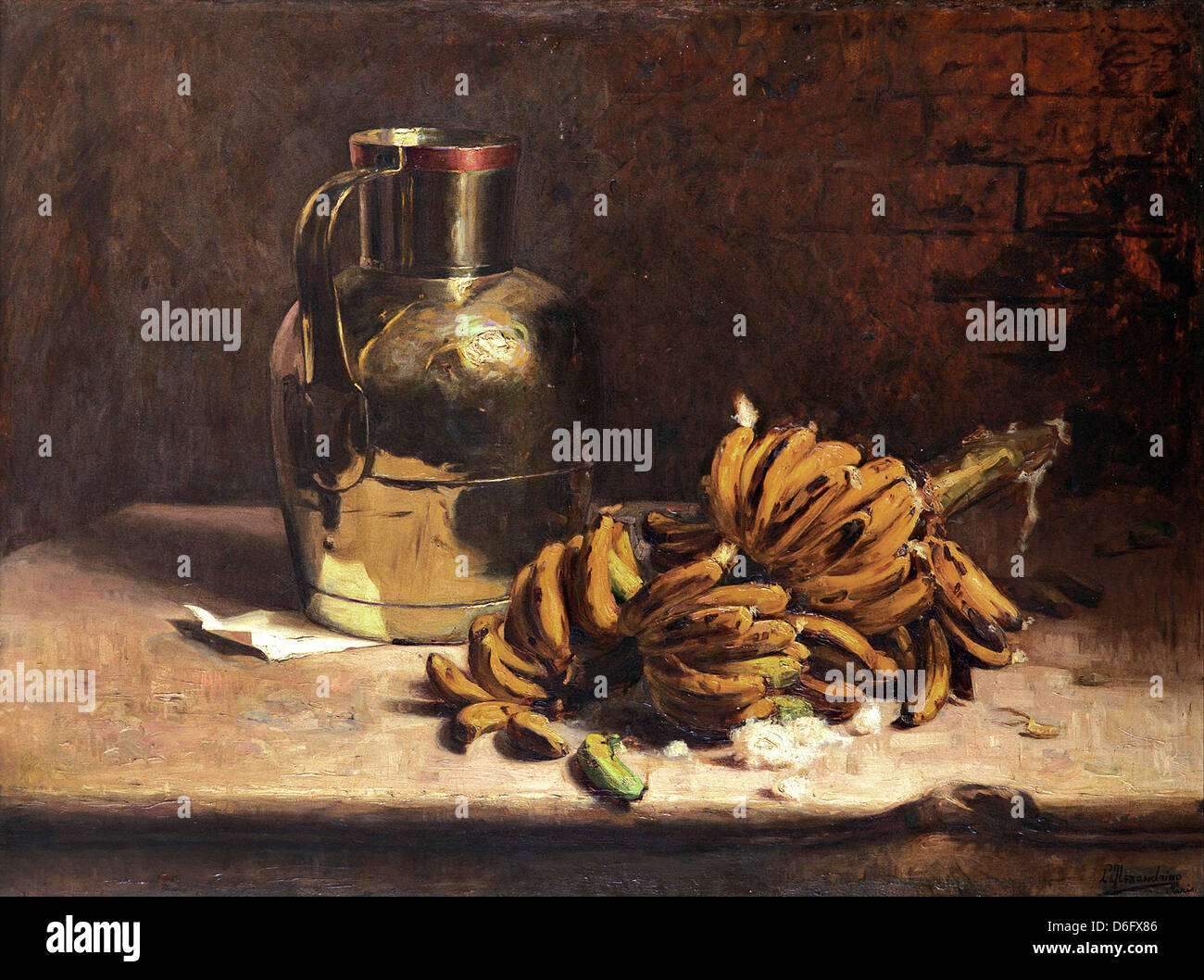 Pedro Alexandrino Borges, Bananen und Metall. Ca. 1900 Öl auf Leinwand. Pinacoteca Estado de São Paulo, Brasilien Stockfoto