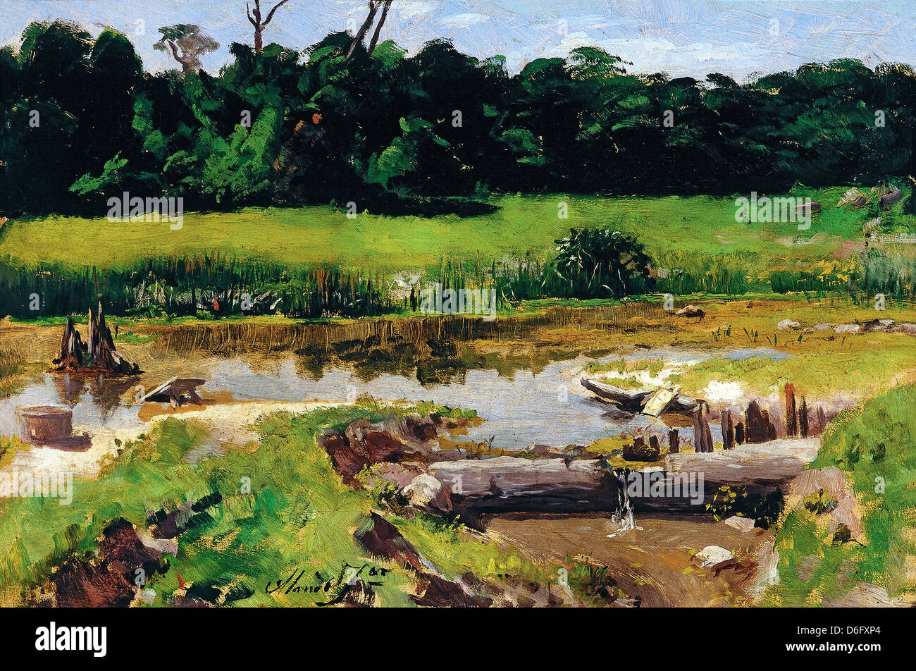 Jose de Almeida Junior, Fluvial Landschaft 1899 Öl auf Holz. Pinacoteca Estado de São Paulo, Brasilien Stockfoto