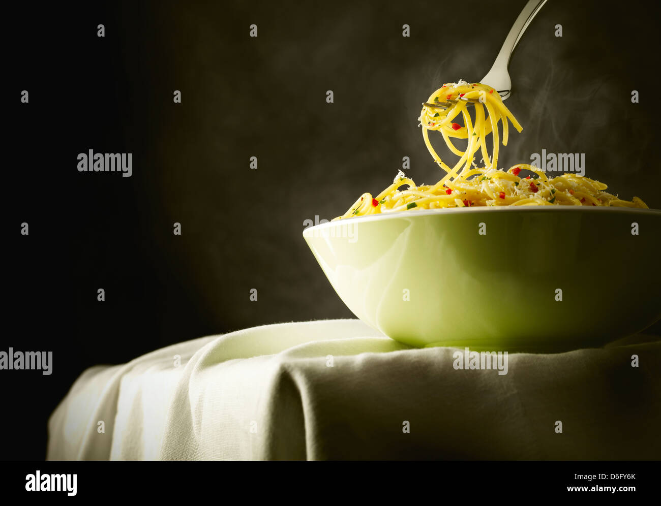 Spaghetti mit Chili Stockfoto