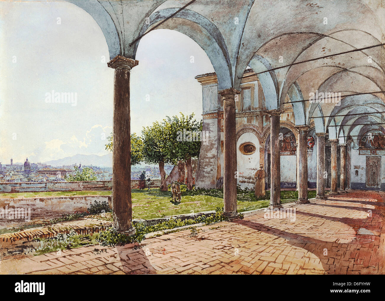 Rudolf von Alt, Blick vom Sant'Onofrio auf Rom 1835 Aquarell. Leopold Museum, Wien, Österreich Stockfoto