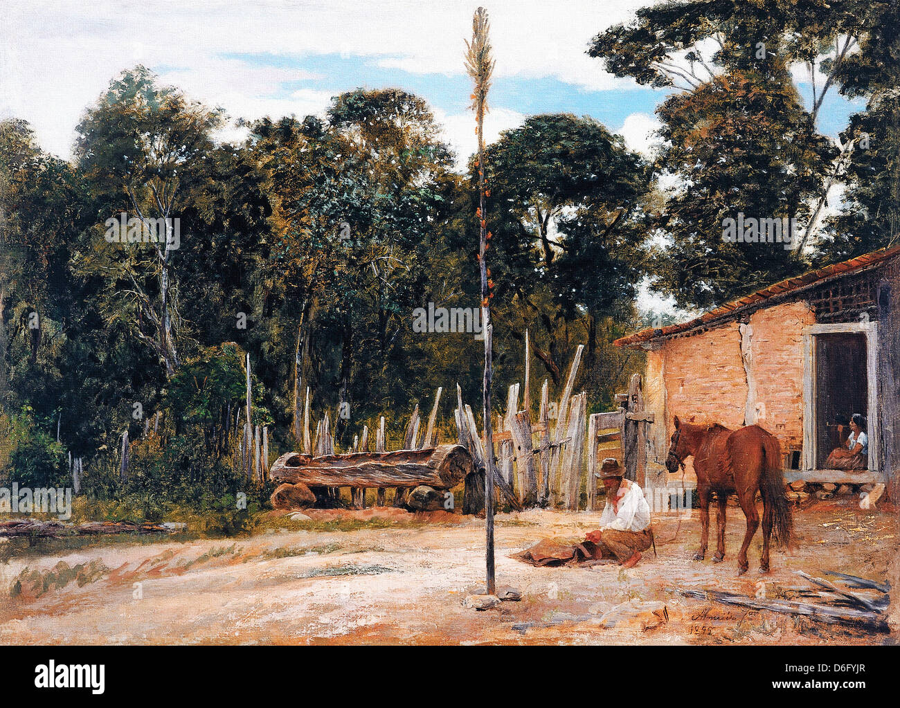 Jose de Almeida Junior, Verschärfung der Sattel 1895-Öl auf Leinwand. Pinacoteca Estado de São Paulo, Brasilien Stockfoto