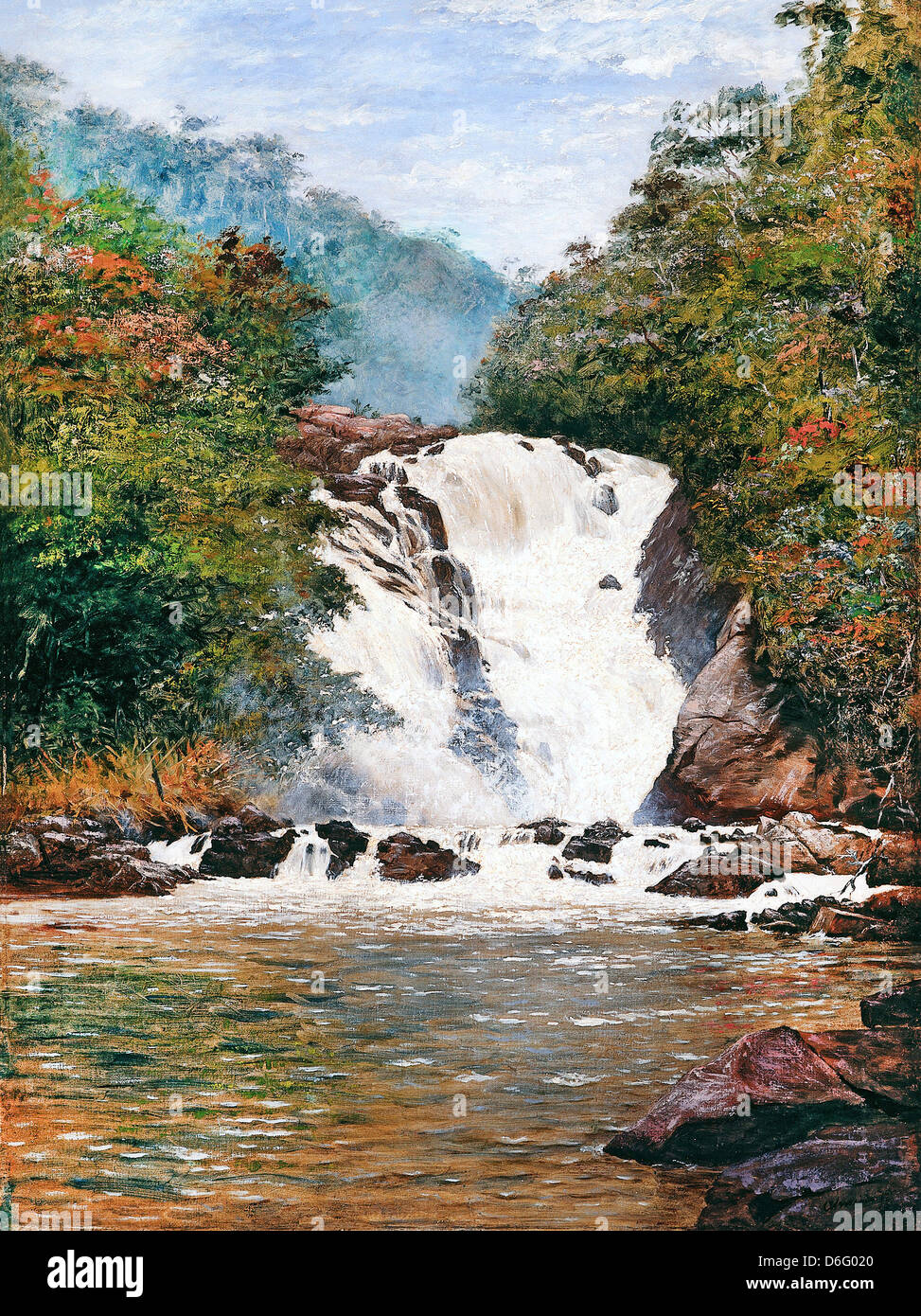 Jose de Almeida Junior, Votorantim Wasserfall 1893 Öl auf Leinwand. Pinacoteca Estado de São Paulo, Brasilien Stockfoto
