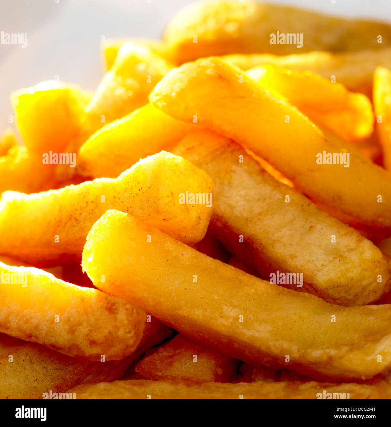 Chip Shop Chips hautnah Stockfoto