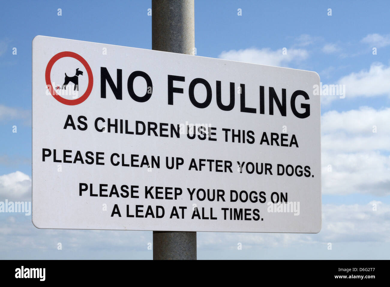 Keine Verschmutzung Zeichen für Hundebesitzer. Stockfoto